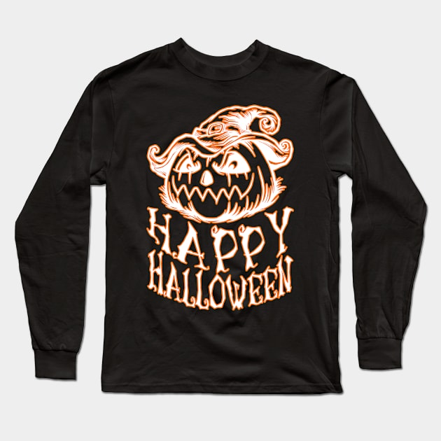 Happy Halloween Pumpkin Long Sleeve T-Shirt by mansour